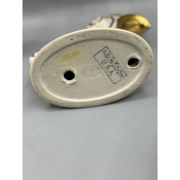 Vintage Abingdon USA Ivory Gold Ceramic Double Candle Holders Set Of 2 - Picture 6 of 6